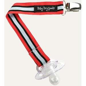   Baby Dry Goods 030 34 Lt Blue Red Black Stripes Pacifier Clip Baby