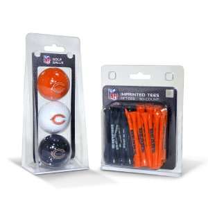  Chicago Bears NFL 3 Ball Pack and 50 Tee Pack Everything 