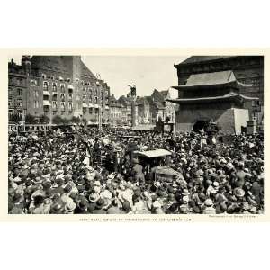 1922 Print City Hall Square Copenhagen Denmark Crowd 