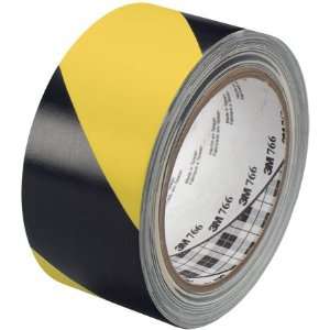  3M   766 Striped Vinyl Tape, 3 x 36 yds. Black/Yellow 