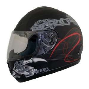   Black Skull, Bones and Chains Full Face Motorcycle Helmet Automotive