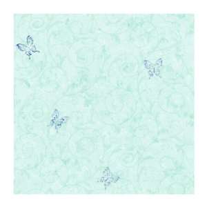   Kids CK7615 Butterfly Scroll Wallpaper, Teal/Blue