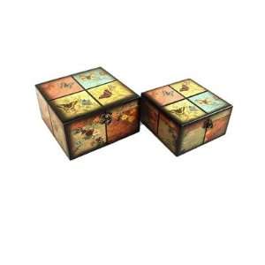   Jewelry Box with Colorful Butterfly Design (Set of 2)