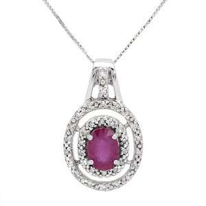 Necklace With 0.95ctw Precious Stones   Genuine Diamonds and Ruby Made 