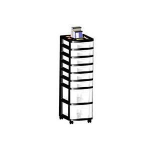   551328 Med Plastic Storage Tower Cart 8Draw Blk Ea from Office Depot