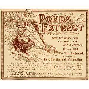  1900 Ad Ponds Extract First Aid Injured Man & Nurse 