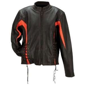  Genuine Buffalo Leather Orange/Black Ladies Jacket Lg 
