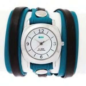   wTags Authentic La Mer Collection Womens Black Aqua Layered Wrap Watch