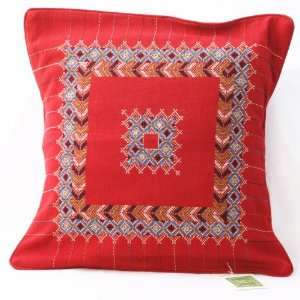    Ethnic Cushion Cover with Hand Stitched Embroidery 