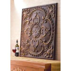   36 Square Black Iron Tuscan Floral Wall Art Sculpture