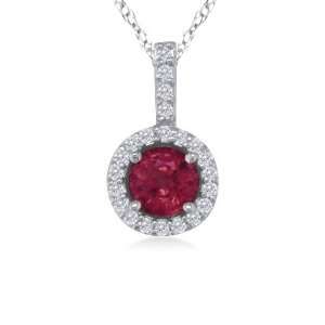 14K White Gold Ruby and Diamond Pendant Jewelry