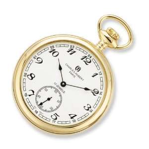   Charles Hubert Gold plated Stainless Open Face Pocket Watch Jewelry