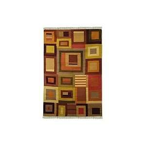 NOVICA Wool rug, Hypnotic Rajasthan (4x6)