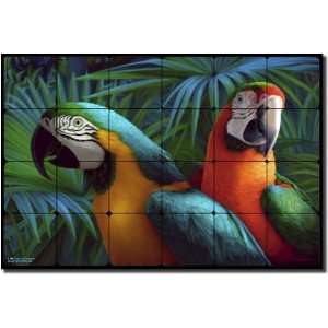 Companions by Constance Christensen   Macaw Birds Tumbled Marble Mural 