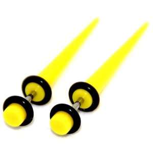 Fake Cheaters Illusion Tapers Expanders Stretchers Plugs (Color Yellow 