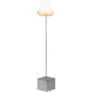   Contemporary Table Lamp in Satin Steel Finish and Frost Glass Shade
