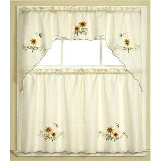   Sunflower and Butterfly Kitchen / Cafe Curtain Tier and Swag Set