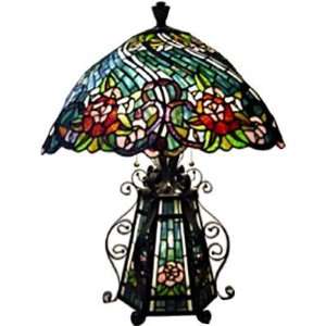  Tiffany table lamp 2 light lighted base flower shade