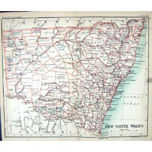  ANTIQUE MAP c1901 NEW SOUTH WALES AUSTRALIA SYDNEY PACIFIC 