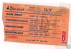 EARLY DISNEYLAND 25 cent value B Coupon Mike Fink ++  