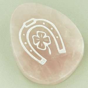  Word Stone Love Talisman Horse Shoe And Clover In Rose 
