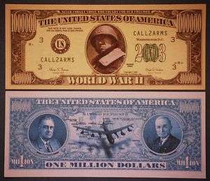 World War II   WWII Two Dollar Bill Money PLUS HOLDER  