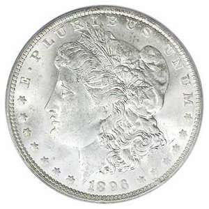    1896 P Uncirculated BU Morgan Silver Dollar 