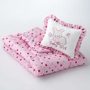    Just Born Pink Bunny Comforter and Pillow Set