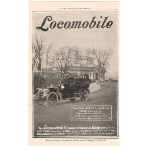  1908 Locomobile Model 40 with 60 HP Motor Print Ad (52317 