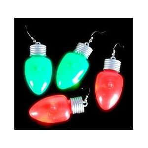  Light Up Flashing Bulb Shape Earrings (1 Pair / Assorted 