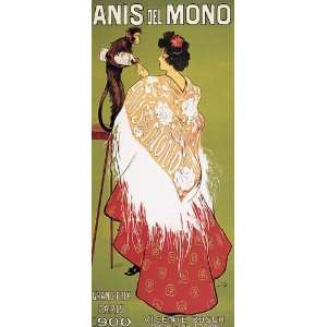 MONKEY ANIS DEL MONO GRAND PRIX PARIS 1900 SMALL VINTAGE POSTER CANVAS 