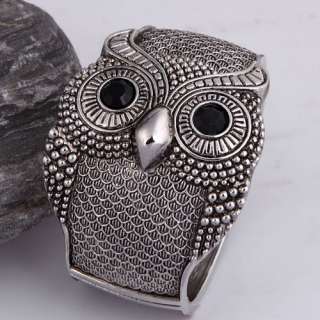 unisex ethnic tibetan silver open ended owl bangle bracelet fashion 