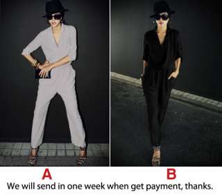 Euramerican Vogue Chiffon Casual Long sleeves Jumpsuit Romper Pants 