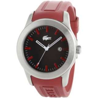 Lacoste Mens 2010396 Advantage Red Rubber Logo Strap Black Dial Watch 