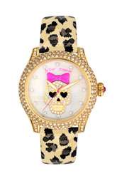 Betsey Johnson Skull Dial Leather Strap Watch $185.00