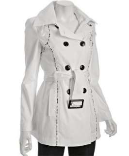 Miss Sixty white cotton poly piped trenchcoat  