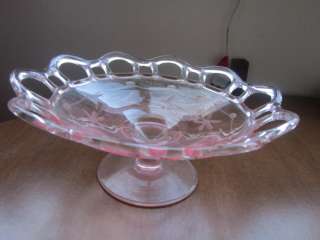 Pink Depression Glass (i think) Candy Dish on Pedestal  