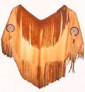 Native American Ladies Leather Yoke   Shirt Vest Shawl  