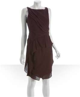 Cynthia Steffe burgundy silk chiffon draped Kenzie sleeveless dress