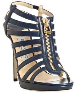 Jimmy Choo navy leather Glenys platform zip sandals   up to 