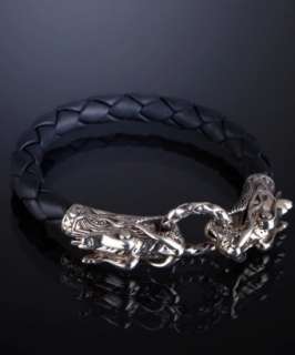 John Hardy black woven leather Dragon Head bracelet   up to 