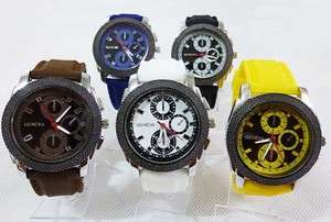   GENEVA men watch 4.5 cm dial quartz wristwatch silicon watches ODM
