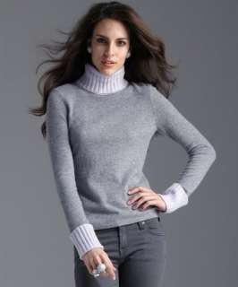 Magaschoni mid grey and iris cashmere contrast detail turtleneck