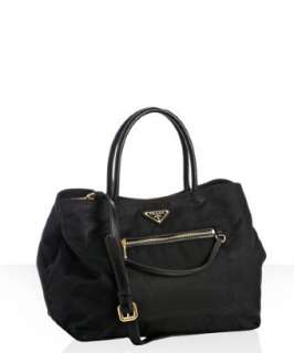 Prada black nylon pocket front small tote with strap   up to 
