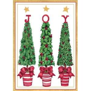 Caspari Holiday Boxed Note Cards, Three Topiaries Design, Includes 20 