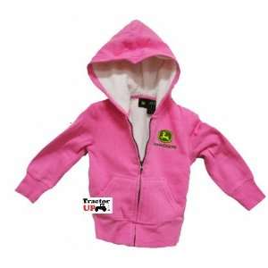  John Deere Toddler Pink Sherpa Lined Hooded Sweatshirt 