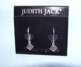 Judith Jack Pure Sterling Silver and Marcasite Earrings Rhombus Dangle 