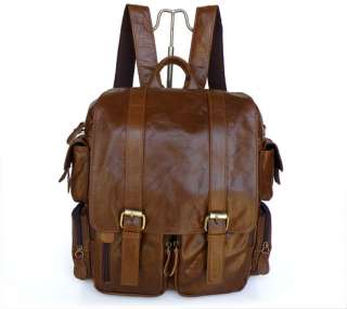   Mens Brown Comping Backpack Travel Bag Bookbag Handbag Messenger Bag