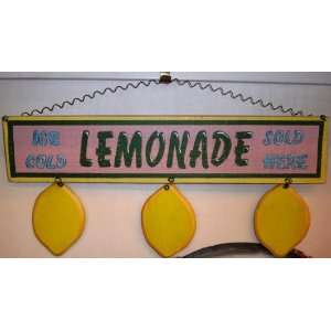  Lemonade Stand Sign Lemons Green Yellow Wood
