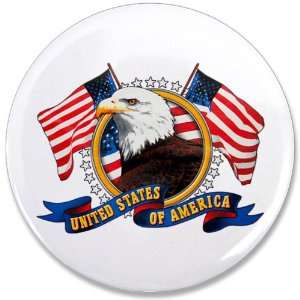    3.5 Button Bald Eagle Emblem with US Flag 
